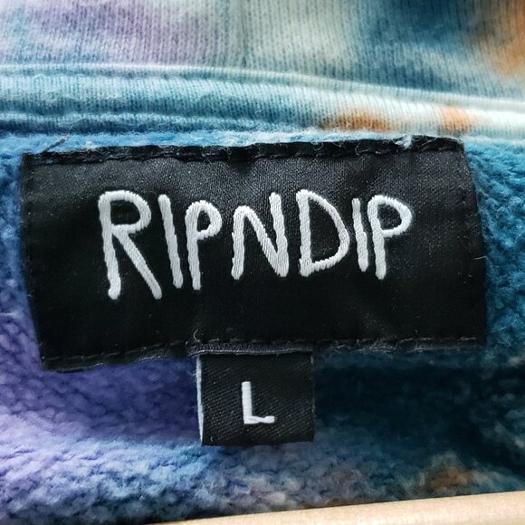 RipnDip Tie Dye Oversized Hoodie Men's Boho Retro Rubber Chest Logo L - Picture 6 of 6